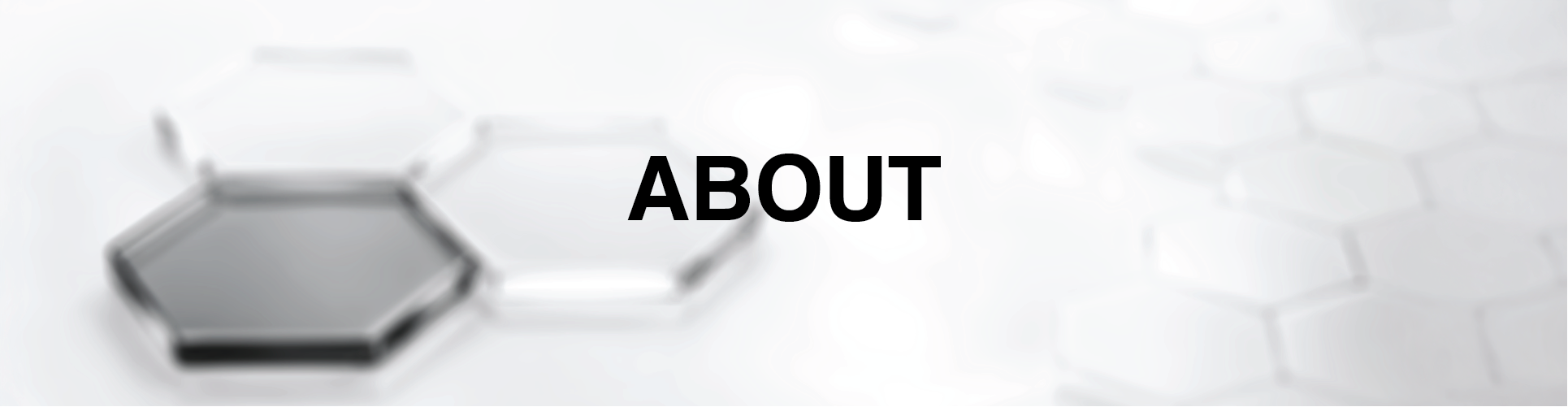 BMPC About page banner with hexagonal brand system artwork.